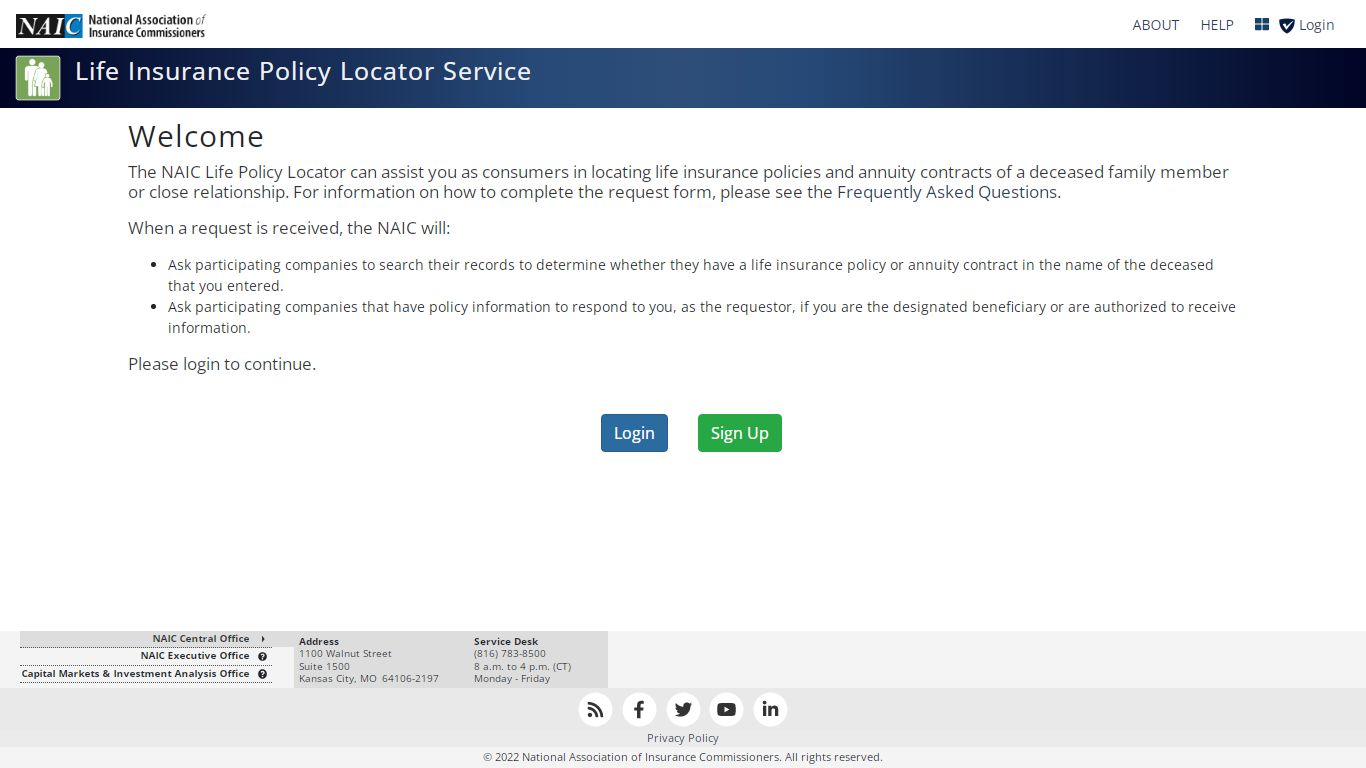 Life Insurance Policy Locator - National Association of Insurance ...